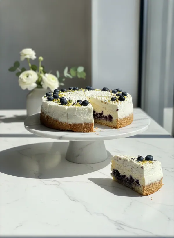 Ľahučký cheesecake s čučoriedkami